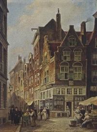 Townsfolk in the streets of Amsterdam