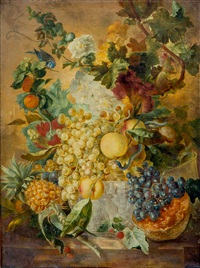 Flowers in a vase with fruits, a snake and a , 1761 Flowers in a vase with fruits, a snake and a , 1761