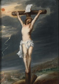 crucifixion dans un paysage by willem van herp the elder