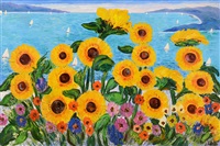Girasoli con marina ligure, 1990
