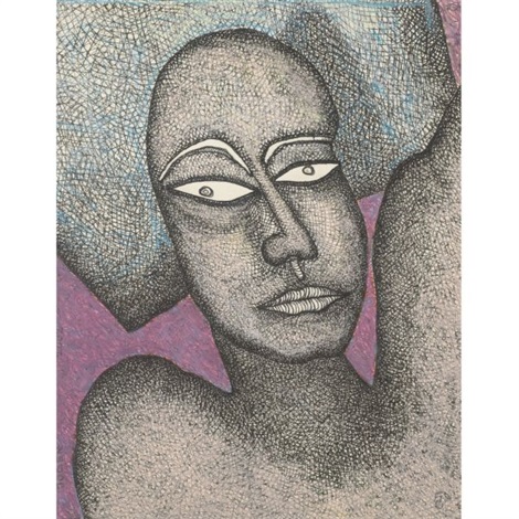 Face Of A Man On A Pillow By Jogen Chowdhury On Artnet