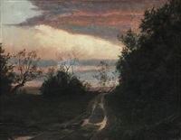 Sunset by a road, 1922