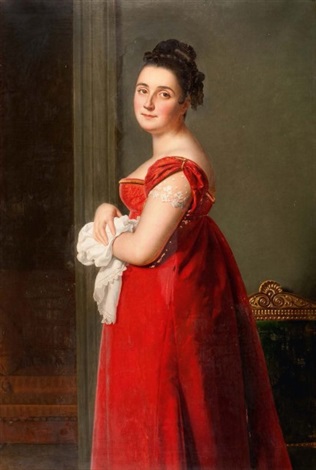 Portrait De Femme A La Robe Rouge By French School 19 On Artnet