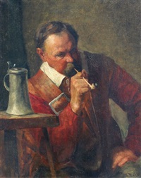 Cavalier smoking in an interior