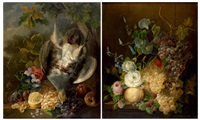 Nature morte de fleurs et grappes de..., 1857 Nature morte de fleurs et grappes de..., 1857