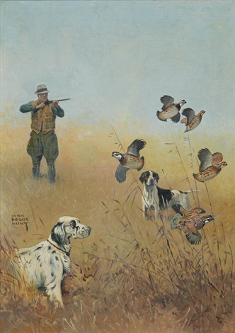 Quail Shooting with Setter and Pointer by Lynn Bogue Hunt on artnet