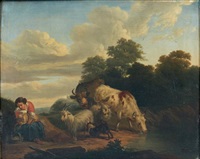 Bergère et troupeau