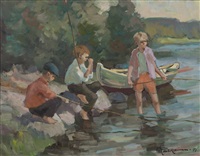 Boys fishing, 1971