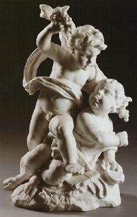 a faun and a satyr at play by giuseppe piamontini