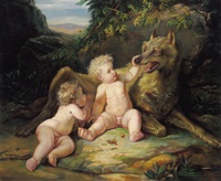 Romulus Und Remus Werden Von Der Wolfin Gesaugt After Josef Binder By Aurelia Wagner On Artnet