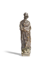 bronze genre figure of a country girl entitled fantaux (3 works) by guillaume dupré