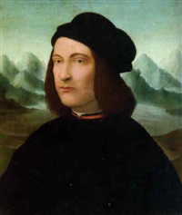 Portrait of a young gentleman, bust-length, in...