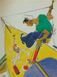 Sailor stranded by eager mast-painting..., 1940–1949 Sailor stranded by eager mast-painting..., 1940–1949