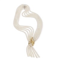 A CULTURED PEARL AND DIAMOND NECKLACE, BY M. , 1970