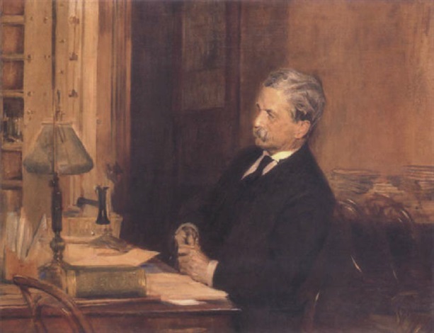 Portrait Of A Writer Seated At His Desk By John Mcclure Hamilton