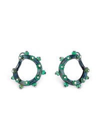 A Pair of Emerald, Diamond and Gold Earrings A Pair of Emerald, Diamond and Gold Earrings