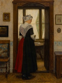 Interior with orphan girl