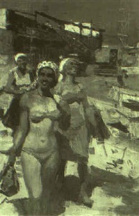 Workers afternoon before bathing, 1972