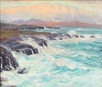 A rocky coastal scene from The Faroe Islands, 1928 A rocky coastal scene from The Faroe Islands, 1928