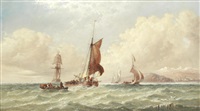 Mixed craft off a mountainous coast Mixed craft off a mountainous coast