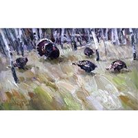 Turkeys at the Edge of a Wood