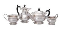 A silver circular four piece tea service by..., 1931