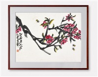 齐秉声(b.1932) 桃花蜜蜂