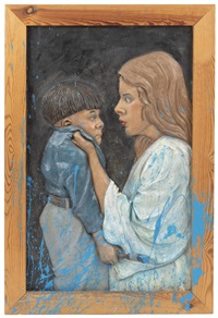 Mother scolding son, 1989