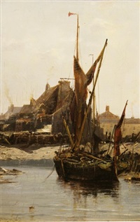 low tide hay barge, queenboro by edwin hayes