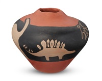A Santo Domingo polychrome pottery dinosaur..., 1993