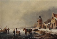 A winter landscape with skaters on the..., 1867–1867 A winter landscape with skaters on the..., 1867–1867