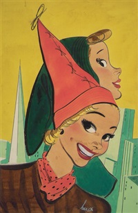Women modelling hats against skyline..., 1940 Women modelling hats against skyline..., 1940