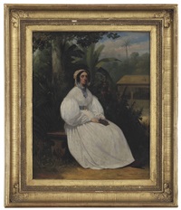 Portrait of a lady seated in a tropical garden Portrait of a lady seated in a tropical garden