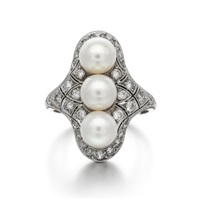 Pearl and diamond ring, circa 1910, 1910 Pearl and diamond ring, circa 1910, 1910