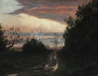 Sunset by a road, 1922