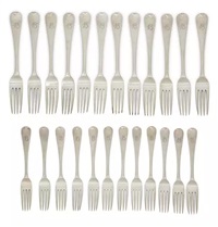 Two sets of Edwardian silver forks, 1903