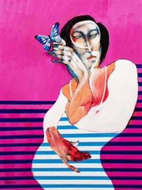 A woman and a butterly, 2017