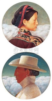 高原人·木里姑娘 高原人·阿里汉子 (2 works), 1993