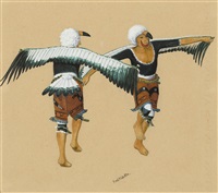 Pair of Eagle Dancers, ca. 1930, 1930