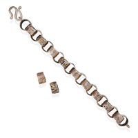 JACQUELINE RABUN: A SILVER BRACELET AND EARRING... JACQUELINE RABUN: A SILVER BRACELET AND EARRING...