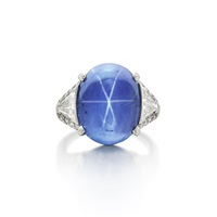 Star Sapphire and Diamond Ring