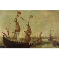 ships in antwerp harbor by andries van eertvelt