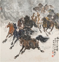 Twelve horses in the snow, 1993