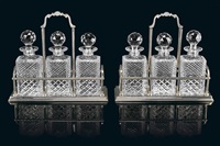 A Set Of Decanters With Silver Frames, 1960