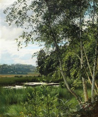 Scenery with a forest lake, summer, 1879 Scenery with a forest lake, summer, 1879