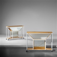 Pair of custom console tables, 1967