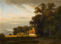 Village landscape with a church