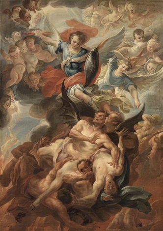 saint michael defeating the devil by carlo innocenzo carlone on artnet