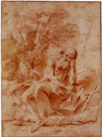 St. Jerome seated under a tree