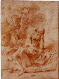 St. Jerome seated under a tree